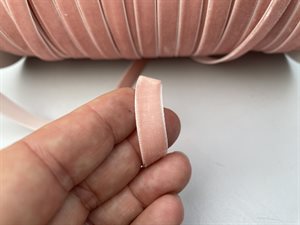 Vævet velour bånd - blid rosa, 10 mm